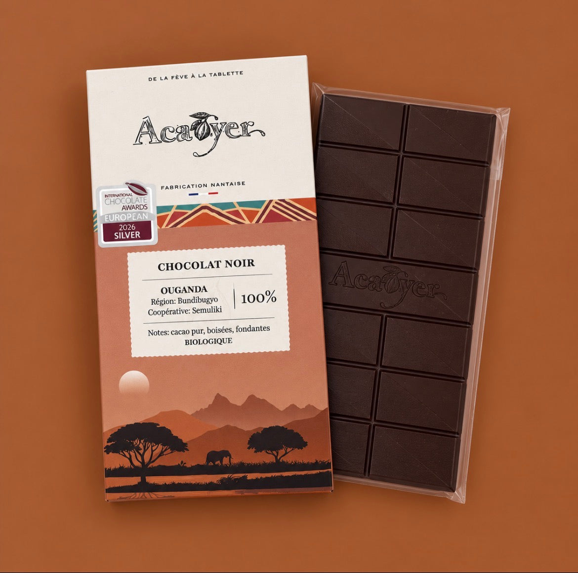 Acaoyer - Chocolat noir 100% Ouganda Bio