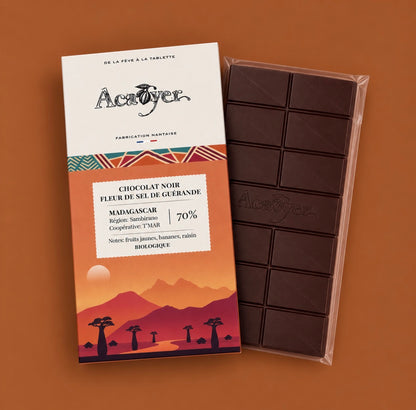 Acaoyer - Chocolat noir Fleur de Sel 70% Madagascar Bio